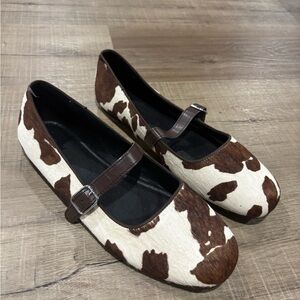 GAP Cow Print Flats with Buckle Strap